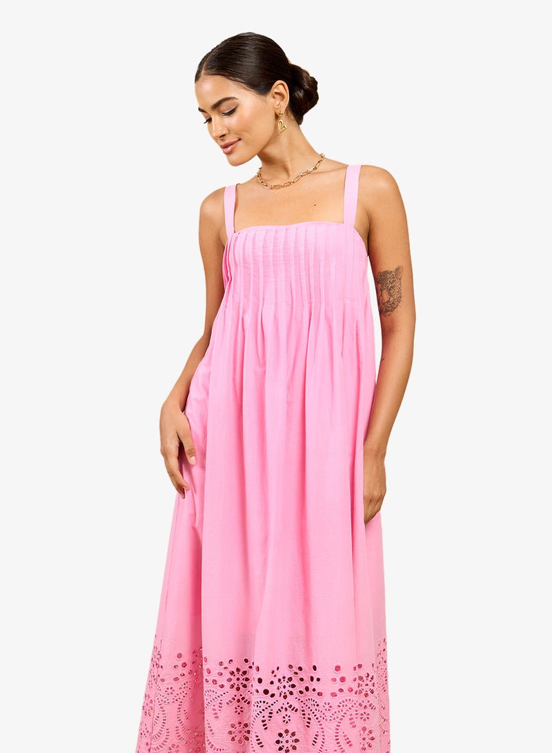 Little Mistress Pink embroidered Midi Dress - Image 4